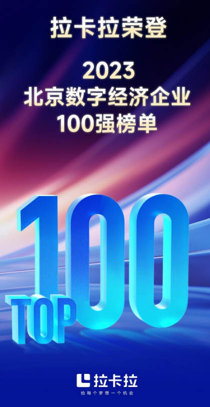 拉卡拉连续两年入选2023北京数字经济百强企业榜